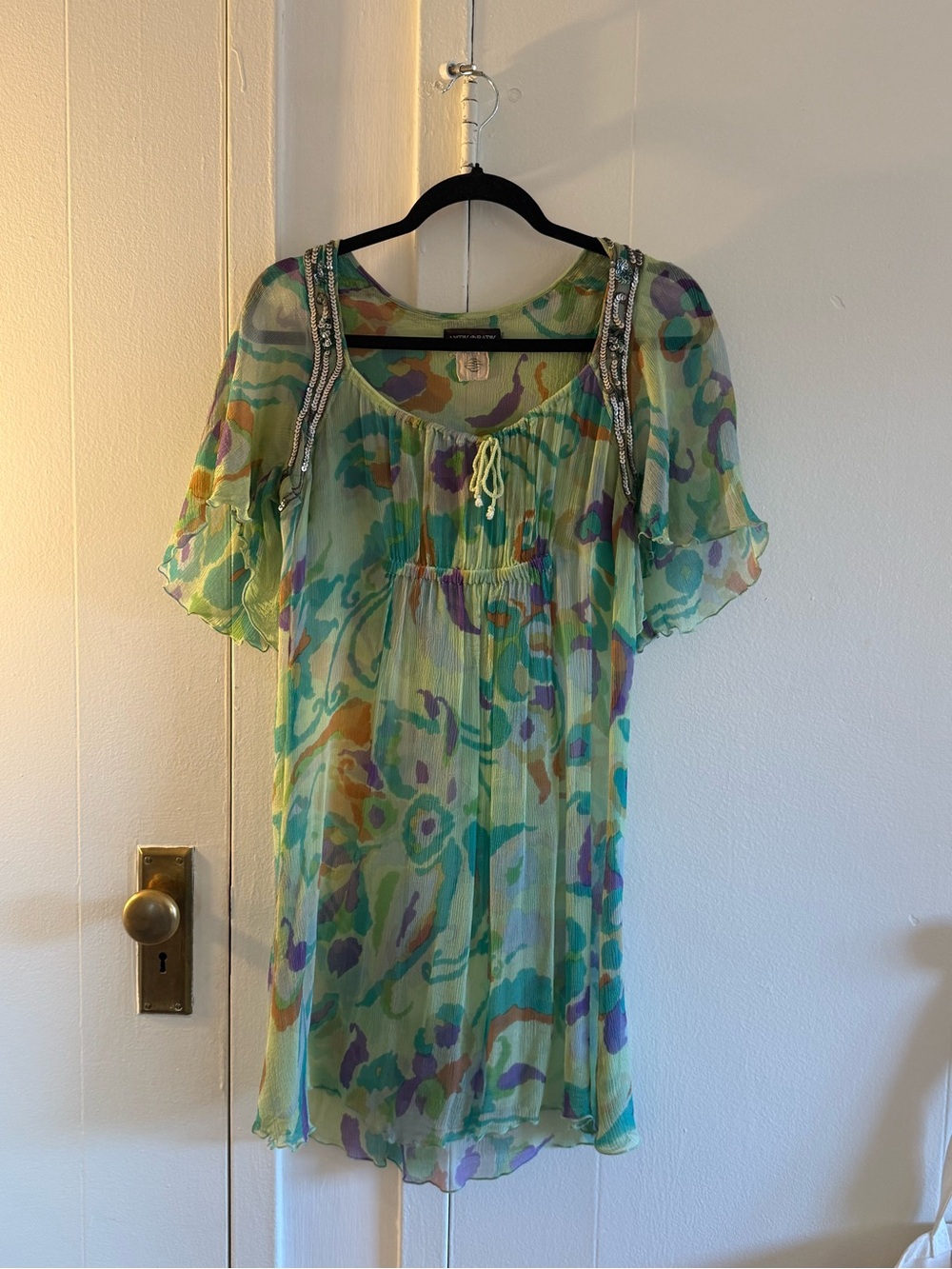 ANTIK BATIK Sheer Green Silk Dress